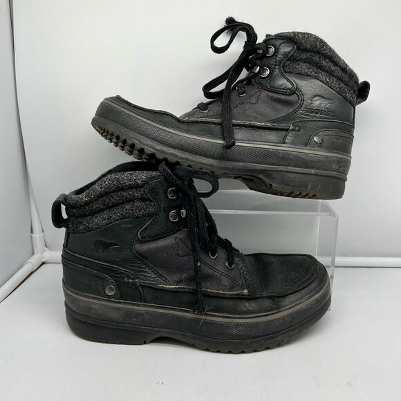 Sorel Boots Mens 7 Kingston Peak Black Leather Winter Snow...